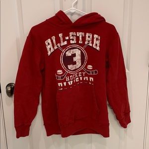 red vintage hockey sweatshirt